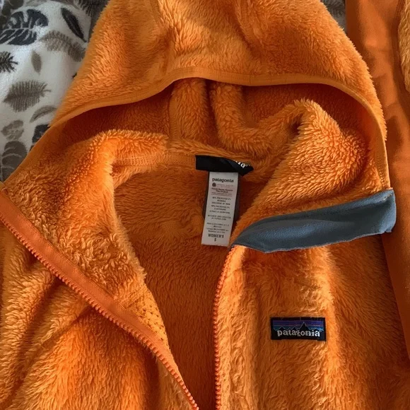 Patagonia orange fleece hooded zip up womens s - Picture 3 of 4